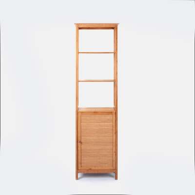 2019 retail hot sale 5 tier Natural Bamboo tall storage cabinet bathroom tower storage shelf Multifunction display rack prices