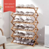 Foldable Shoe Rack 3/4/5/6 Layers Bamboo Shoe Cabinets Shelf for Dormitory Doorway